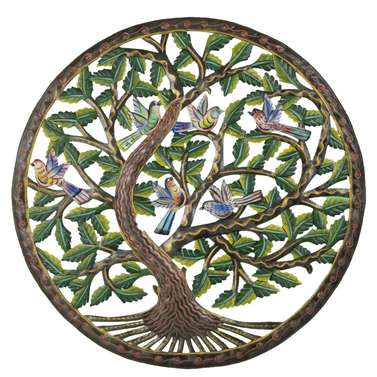 August Grove® Painted Bird Tree of Life Wall Décor Wayfair